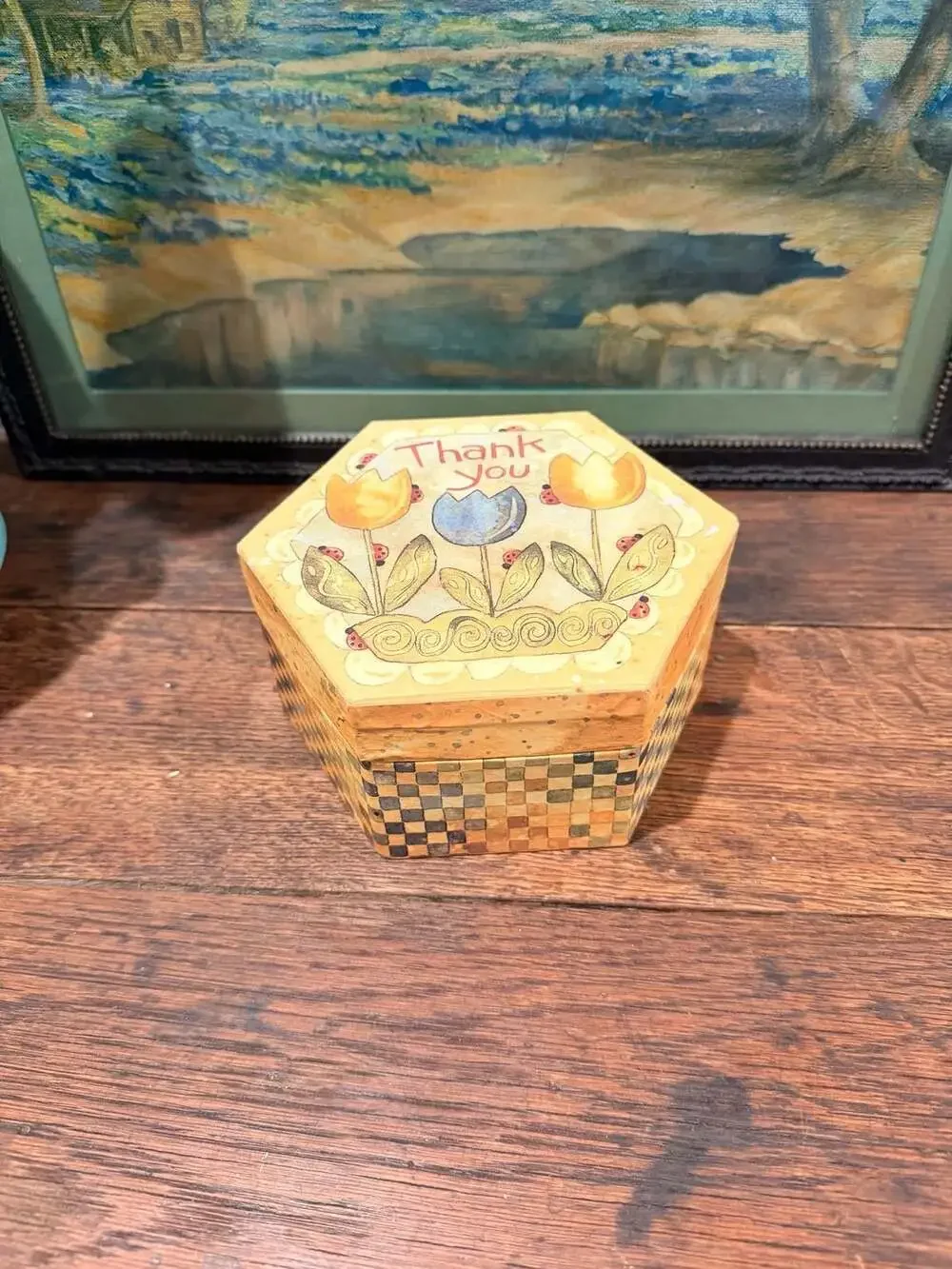 Simple Life Lady Bugs & Blooms Hexagonal Trinket Box by Karen Hillard Crouch